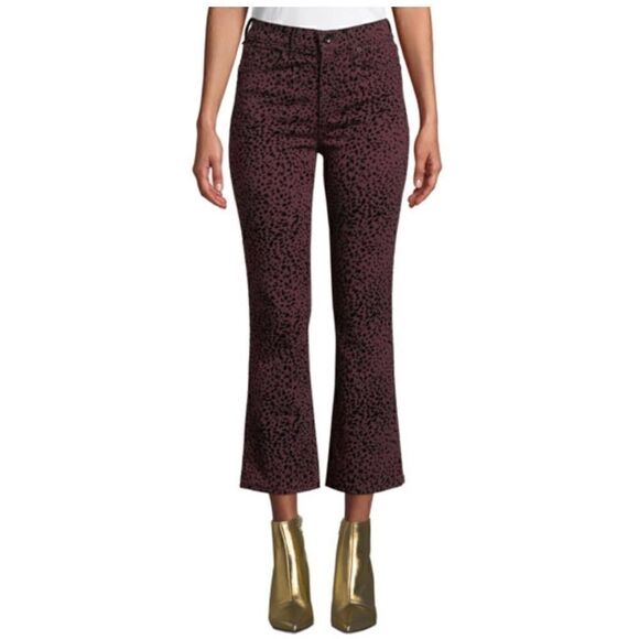 NWT Rag & Bone Burgundy Hana Cheetah Bootcut Jeans - Picture 1 of 8